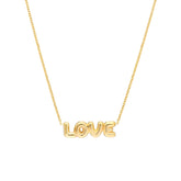 14k Yellow Gold Puff Love Pendant Necklace